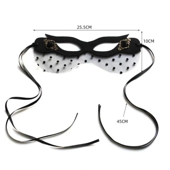 New AMIEE LYNN Masquerade Eye Mask See-through Mesh with Dots Black Flower Detai - Picture 4 of 5
